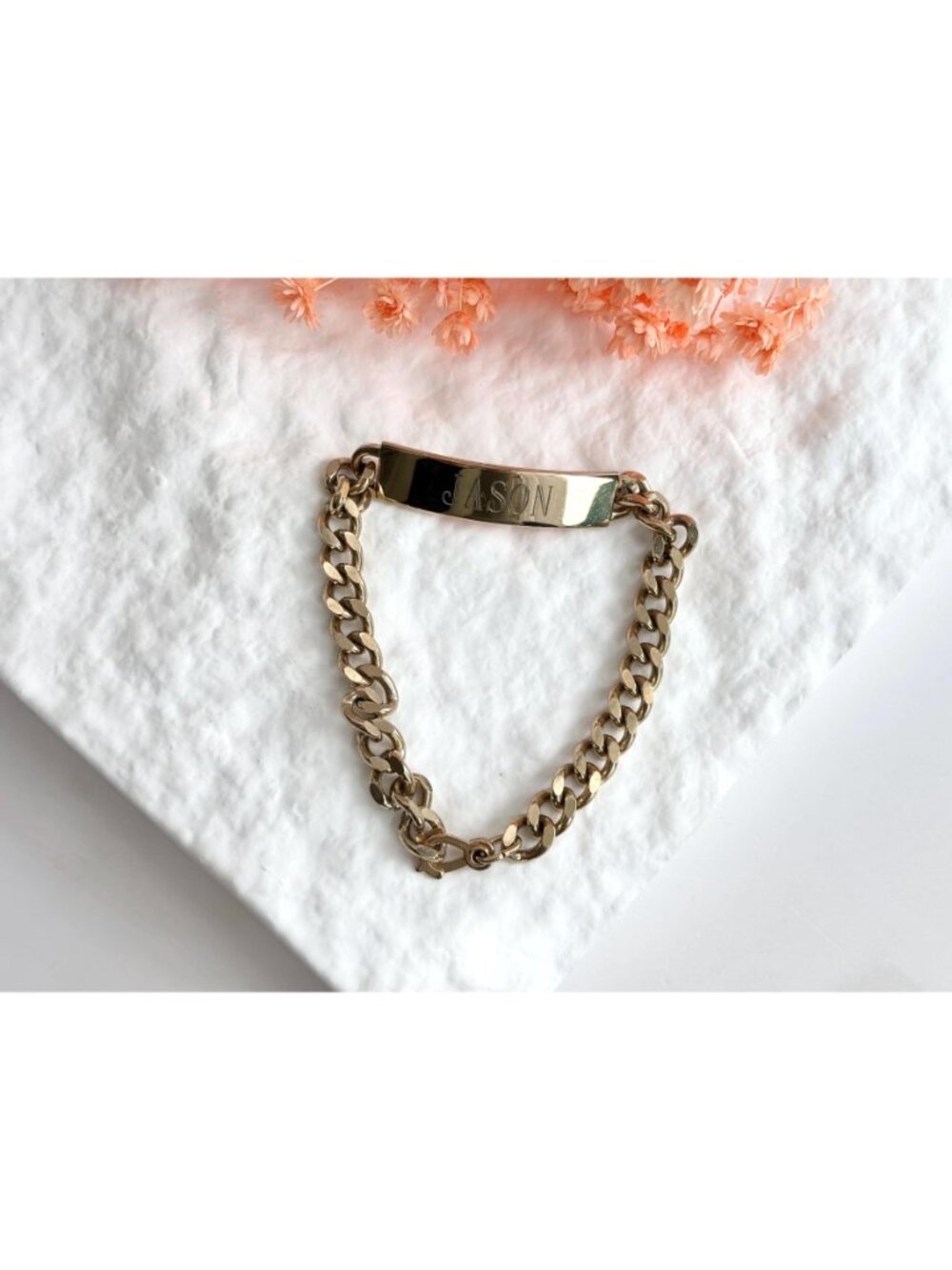 Chainlink Chunky "Jason" Carved Vintage 80's Style Panel Bracelet - Picture 2 of 14